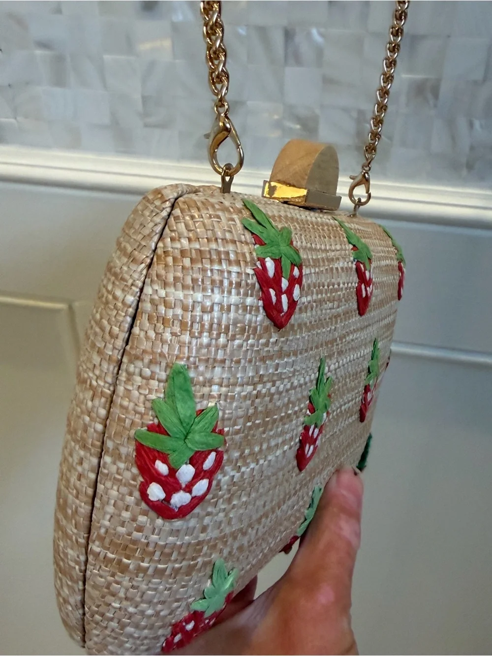 New Urban Expressions pebbles evening bag clutch crossbody bag chain strawberry